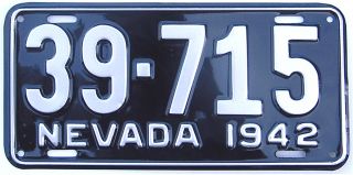 1942 1943 Nevada License Plate Gibby Alpca