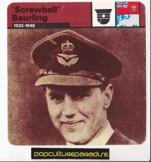George Screwball Beurling Canadian Ace Pilot WW2 Card