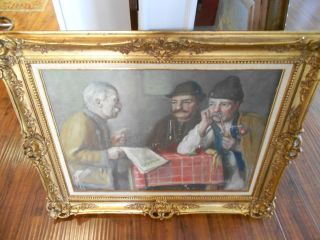 LARGE HUNGARIAN OIL PAINTING BY GEORGE A HORVATH OF INTERIOR GENRE