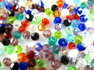 500pcs Mixed Color Faceted Glass Crystal Finding Loose Bicone Beads