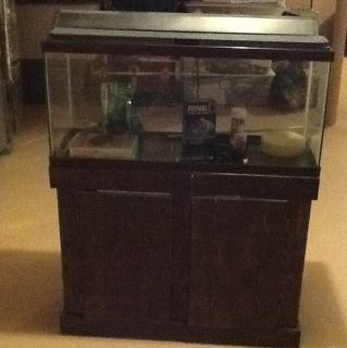  Walnut 36 inch Stand with Glass Fish Tank Aquarium 36 by 14