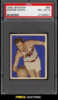 1948 Bowman Basketball SETBREAK George Mikan ROOKIE #69 PSA 8 NM MT