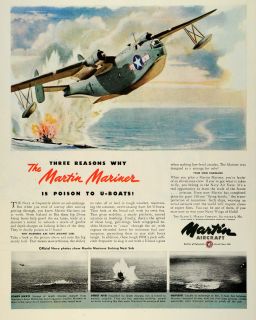 1945 Ad Martin Aircraft Military Mariner Airplanes Air Force WWII War