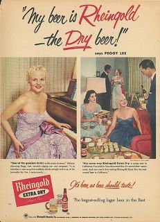 Singer Peggy Lee for Rheingold Extra Dry Beer Ad 1954