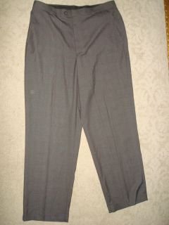 George Men Size 36 x 32 Dress Pants Gray Print Flat Front