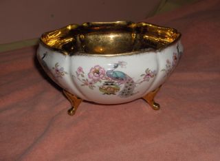 Vintage Footed Bowl w s George China Queen Peacock