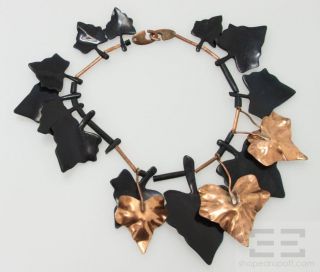 Gerda Lynggaard MONIES Dark Green Copper Leaf Shaped Necklace