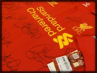 Hand Signed Liverpool Jersey New 2012 Full Team Genuine Autographs XL
