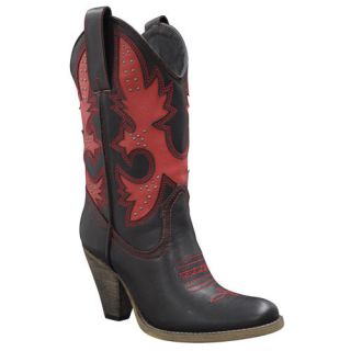 Very Volatile Black and Red Georgia Boots Size 7 5
