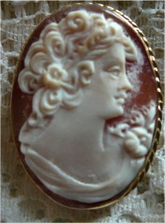 Vintage Cameo Brooch Pin WRE in 14k Setting