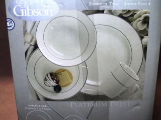 Gibson Ceramic 16pc Dinnerware Set Platinum Prestige
