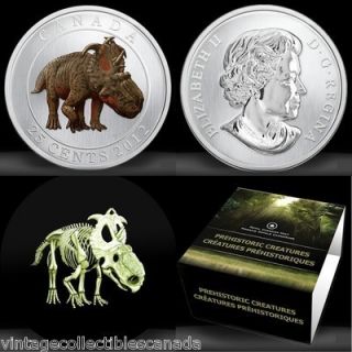 2012 Dinosaur 25 Cent Glow in The Dark Coloured Coin Mintage of 25000