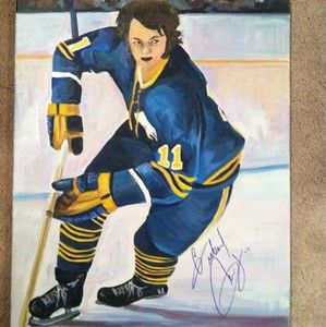 Buffalo Sabres Gilbert Perreault Signed Auto Original Painting French