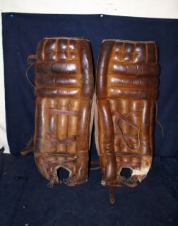 Vintage Pair of Cooper Leather Hockey Goalie Leg Pads