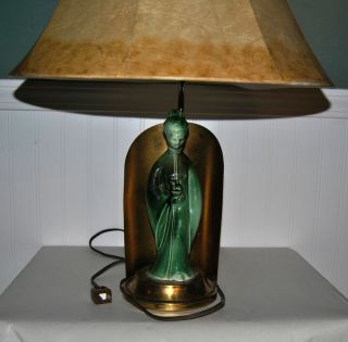 Vintage Asain Porcelain Geisha Girl Statue Lamp