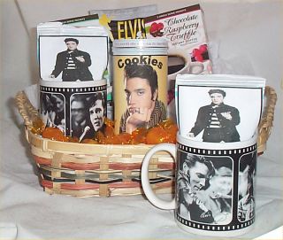 Gift Basket Elvis Coffee for 2 Mugs Hot Chocolate Candy Cocoa Gifts