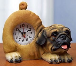 Wagging Tail 6 x 5 Dog Clock Pet Lover Gift Pug