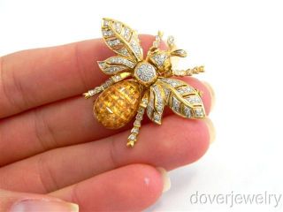  yellow stone large bug fly pin is handcrafted in solid 18k yellow gold