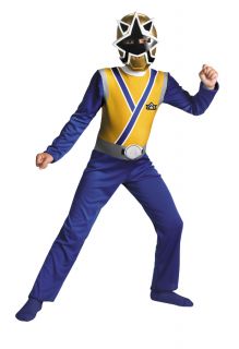 Boys Power Rangers Gold Blue Samurai Costume Dress Mask New