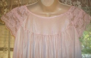 NOS Lovely VINTAGE 80s SILKY Pink GILEAD Long SHIMMERY Nylon GOWN