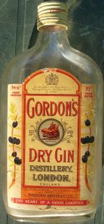 Gordons Dry Gin London England Vintage Bottle