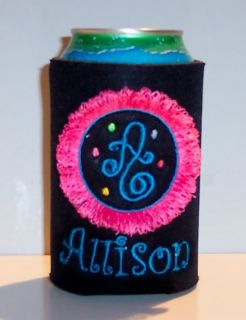 Personalized Unique Koozie Can Cover with Fringe Design