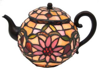 Stained Glass Teapot Accent Lamp Tiffany Style Tea Pot Kettle
