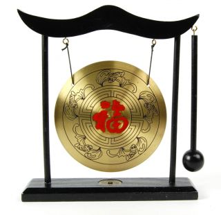 Brass Fu Lucky Bat Gong Feng Shui Asian Zen Desktop Art
