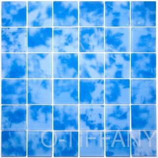 sqft Frosted Glass Tiles on Mesh Mount Nebula Blue CL007