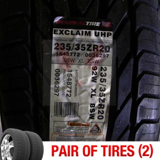 manufacturer general model exclaim uhp quantity set of 2 tires size