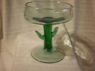 Mexican Margarita Glass, NEW, Glass w Cactus Stem , Same Day Shipping