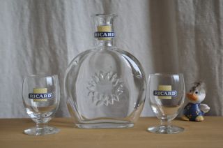 French Richard Pastis Glass Water Carafe Pitcher Glasses