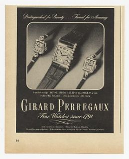 1947 Girard Perregaux Watches 3 Styles Print Ad