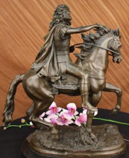 French Signed Girardon King Louis XIV Bronze Statue Sculpture Figurine