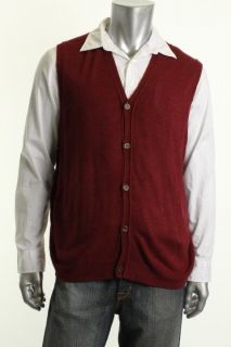 Geoffrey Beene New Red Marled Sleeveless Button Front Sweater Vest