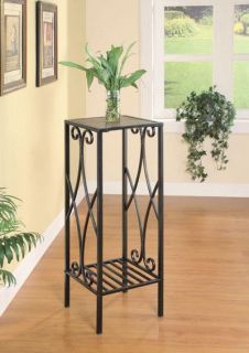 BLACK/GOLD FINISH FILIGREE METAL PLANT STAND WITH SQUARE TOP   Free