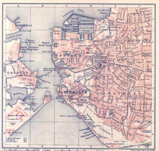 Hants Portsmouth Gosport Old City Map Coloured 1910