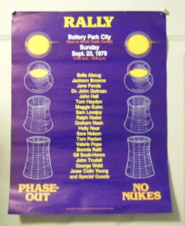  1979 NO NUKES RALLY Poster Concert WTC NYC Graham Nash Jackson Browne