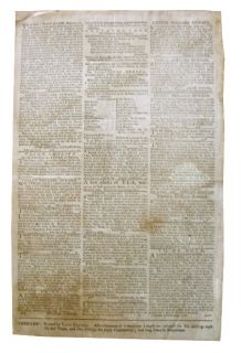 1778 New Jersey Gazette   AMERICAN REVOLUTIONARY WAR   Peace
