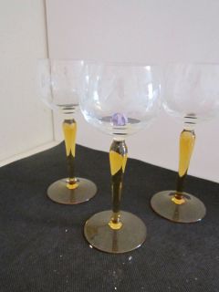 Three Stunning Long Stemmed Glass Goblets in Good Condition
