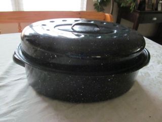 Granite Ware 18 Covered Oval Oven Roaster Ham Turkey Poultry Roasting