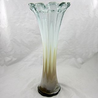 Art Glass Vase Large Mouth Blown Hand Worked Cased Glass Vase Made in