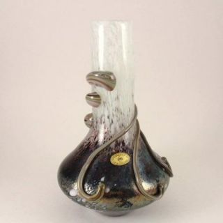 Zelezny Brod Sklo Spatter Glass Vase Applied Trailing Bohemia