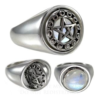  Pentacle Moonstone Flip Ring Lunar Goddess Jewelry Sz 4 15