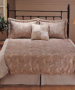 Paisley Sage Gold Micro Suede Queen or King Comforter Set
