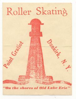 Dunkirk NY Point Gratiot Roller Skating Rink Label WWII
