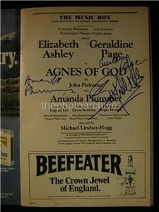 Geraldine Page Amanda Plummer Agnes of God Signed Theatre Playbill 48D