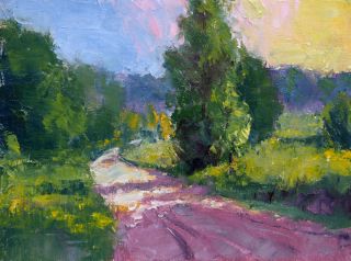  Art Oil Painting Landscape Morning Goldenrod 12x16 T Nelson