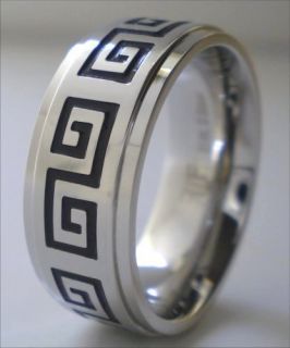Greek Key Ring Stainless Steel Band Size 13 New Mens Rings Jewelry