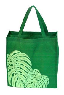 Hawaiian Style Scrn Print Eco Totes Bag Green Monstera